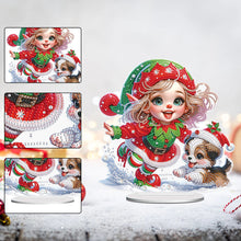 Load image into Gallery viewer, Christmas Girl &amp; Dog Diamond Painting Tabletop Ornaments Kit Bedroom Table Decor
