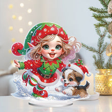 Load image into Gallery viewer, Christmas Girl &amp; Dog Diamond Painting Tabletop Ornaments Kit Bedroom Table Decor
