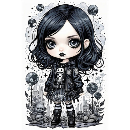 AB Diamond Painting - Full Round - Goth girl (40*60CM)