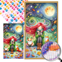 Load image into Gallery viewer, AB Diamond Painting - Full Round - Fox and red-haired girl (40*70CM)
