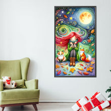 Load image into Gallery viewer, AB Diamond Painting - Full Round - Fox and red-haired girl (40*70CM)
