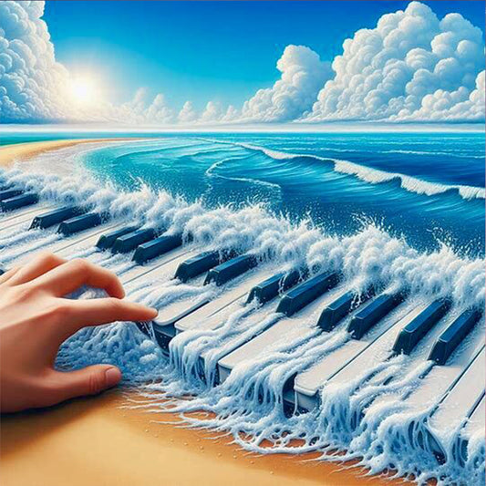 Diamond Painting - Full Round - Piano on the sea (30*30CM)