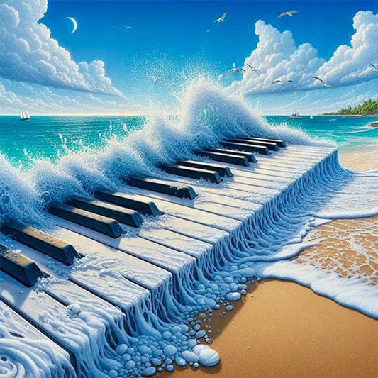 Diamond Painting - Full Round - Piano on the sea (30*30CM)