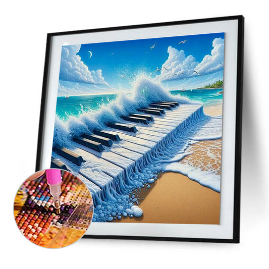 Diamond Painting - Full Round - Piano on the sea (30*30CM)