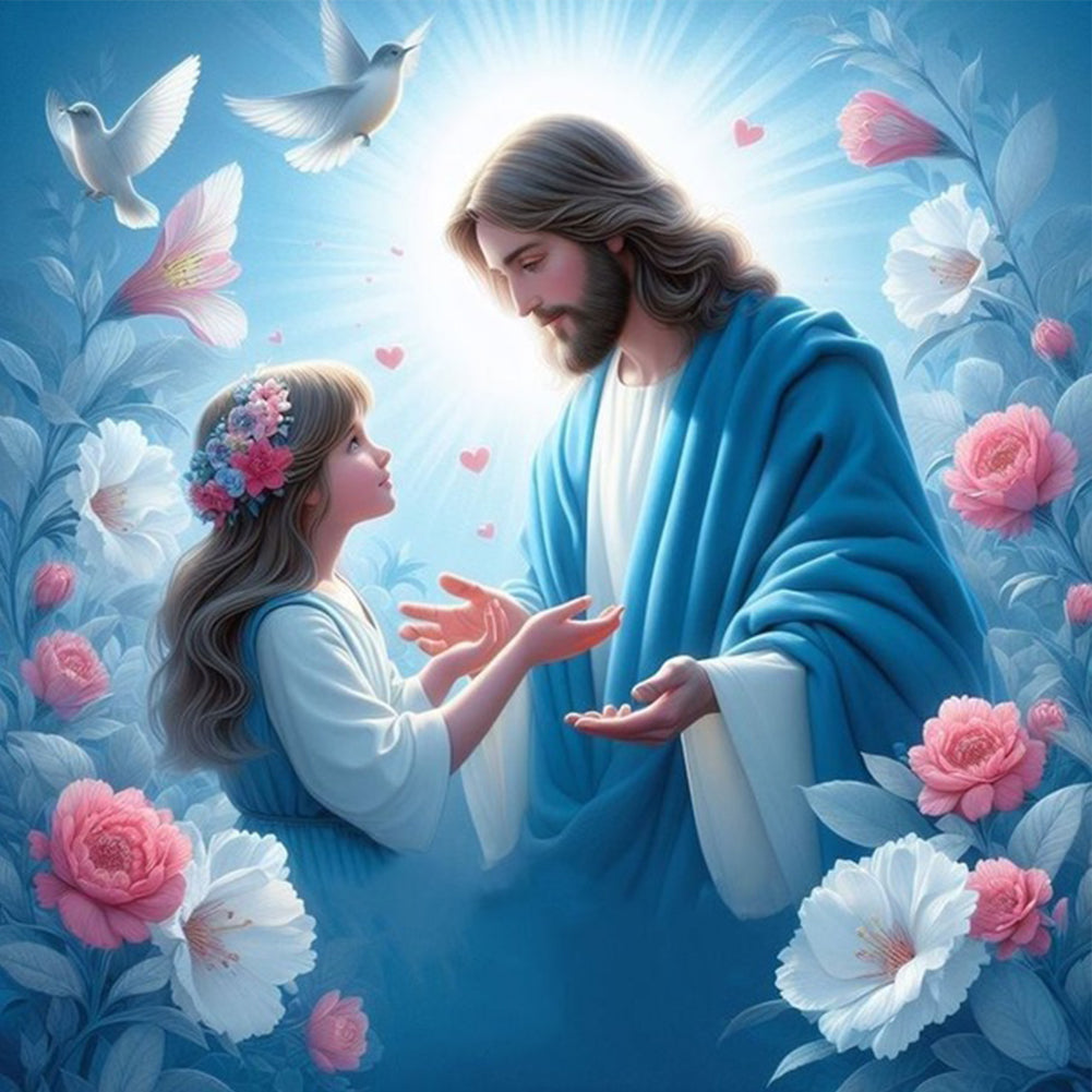 Diamond Painting - Full Round - Jesus and girl (40*40CM)