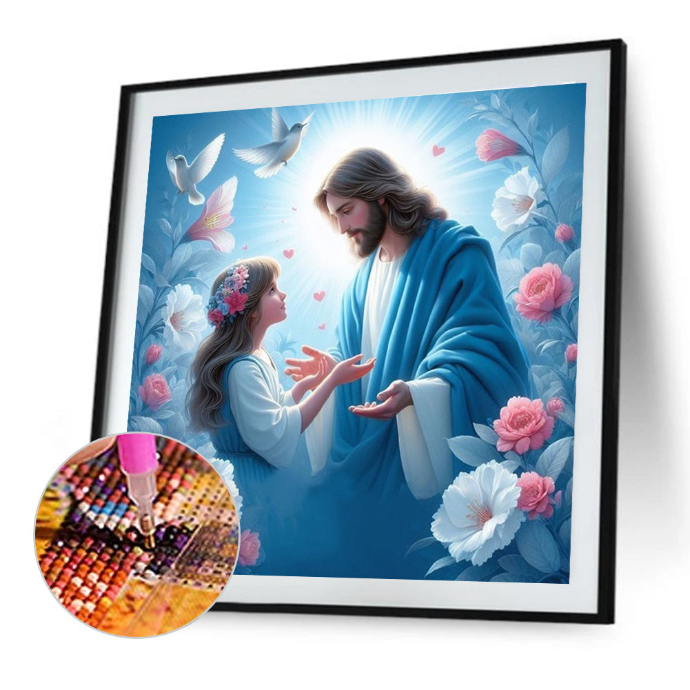 Diamond Painting - Full Round - Jesus and girl (40*40CM)