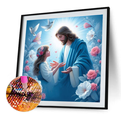 Diamond Painting - Full Round - Jesus and girl (40*40CM)