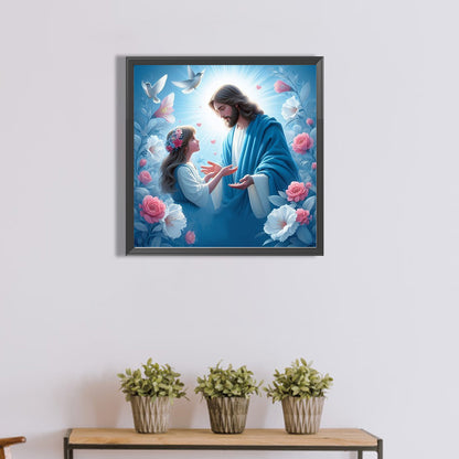 Diamond Painting - Full Round - Jesus and girl (40*40CM)