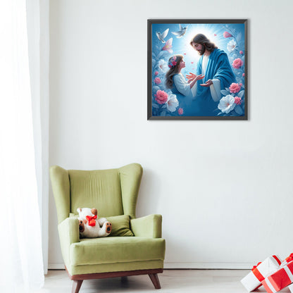 Diamond Painting - Full Round - Jesus and girl (40*40CM)