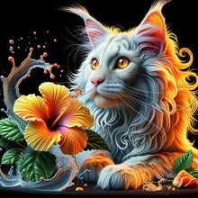 Load image into Gallery viewer, Diamond Painting - Full Round - Cat and flower (40*40CM)
