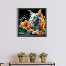 Load image into Gallery viewer, Diamond Painting - Full Round - Cat and flower (40*40CM)
