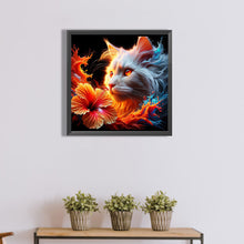 Load image into Gallery viewer, Diamond Painting - Full Round - Cat and flower (40*40CM)
