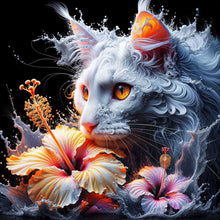 Load image into Gallery viewer, Diamond Painting - Full Round - Cat and flower (40*40CM)
