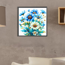 Load image into Gallery viewer, Diamond Painting - Full Square - Blue and white chick Chrysanthemum (30*30CM)
