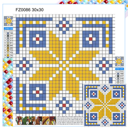 Diamond Painting - Full Square - Blue and yellow mosaic (30*30CM)