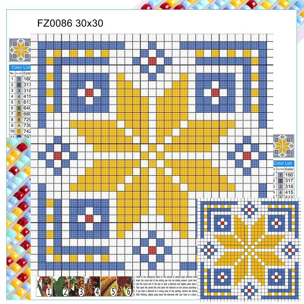 Diamond Painting - Full Square - Blue and yellow mosaic (30*30CM)