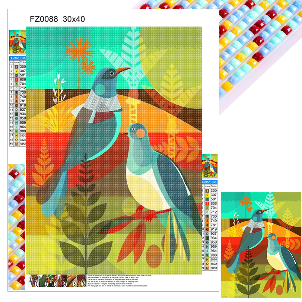 Diamond Painting - Full Square - Geometric double dove (30*40CM)