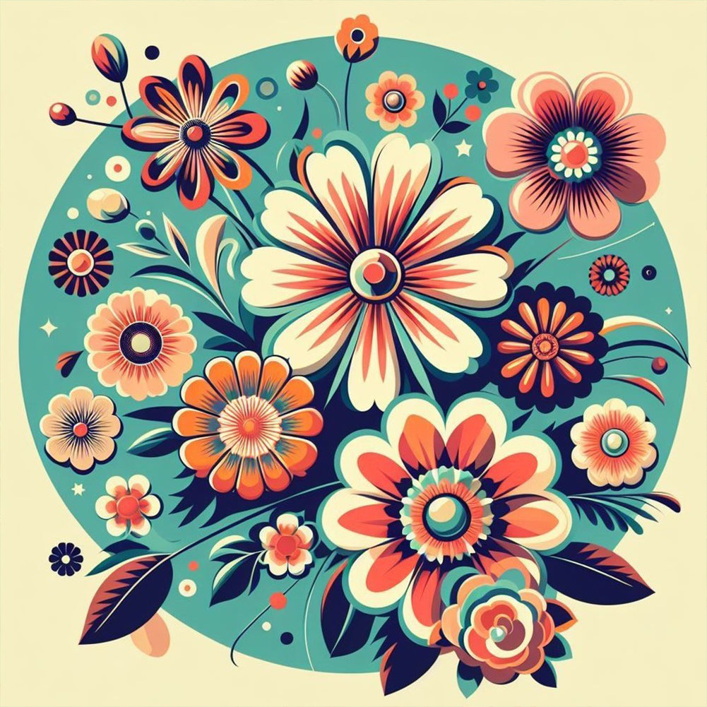 Diamond Painting - Full Round - Simple flowers (30*30CM)