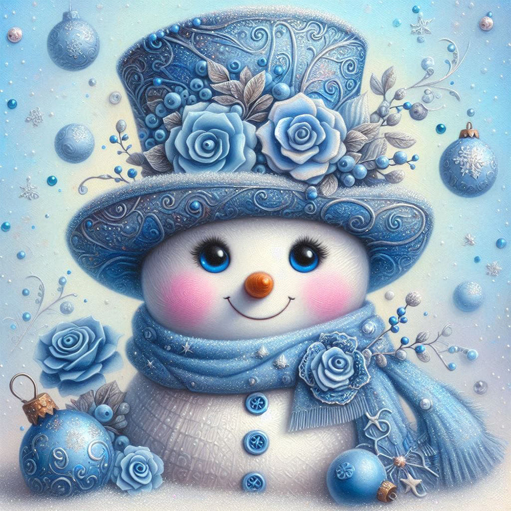 Diamond Painting - Full Round - Blue snowman (30*30CM)