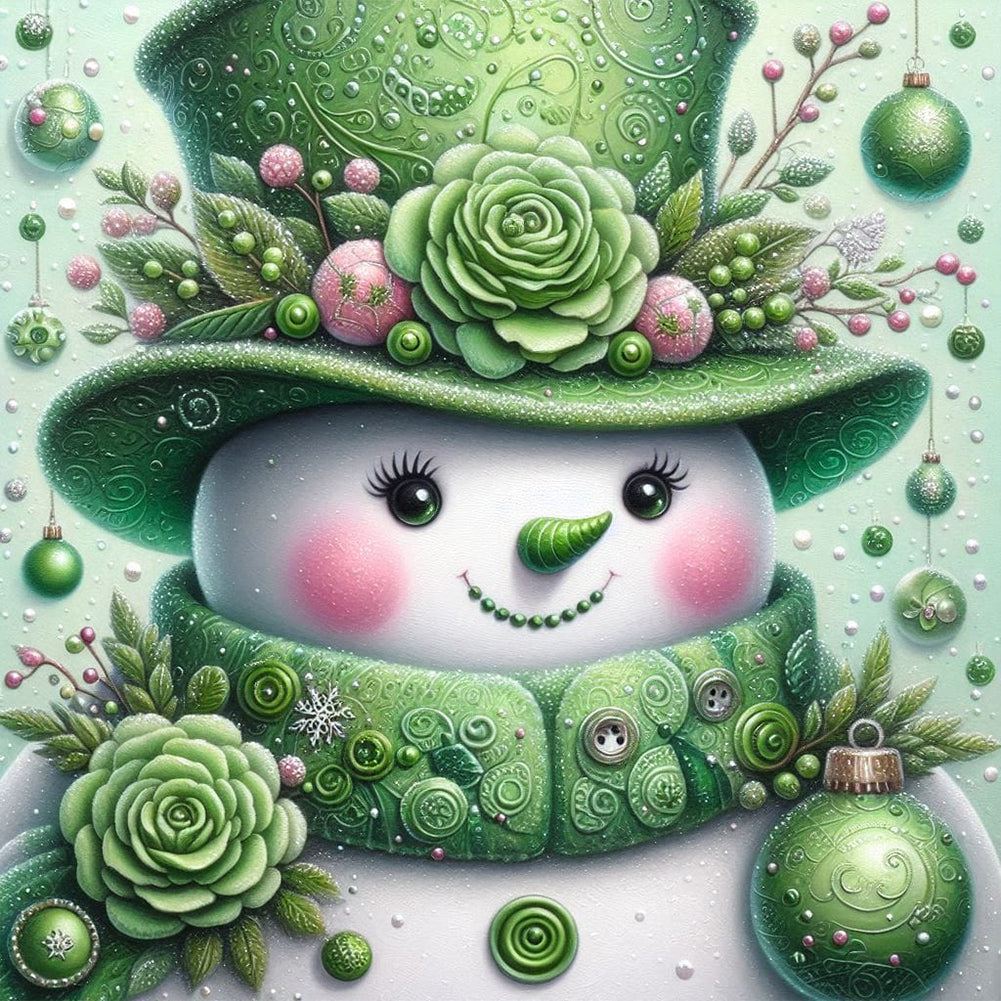Diamond Painting - Full Round - Green snowman (30*30CM)