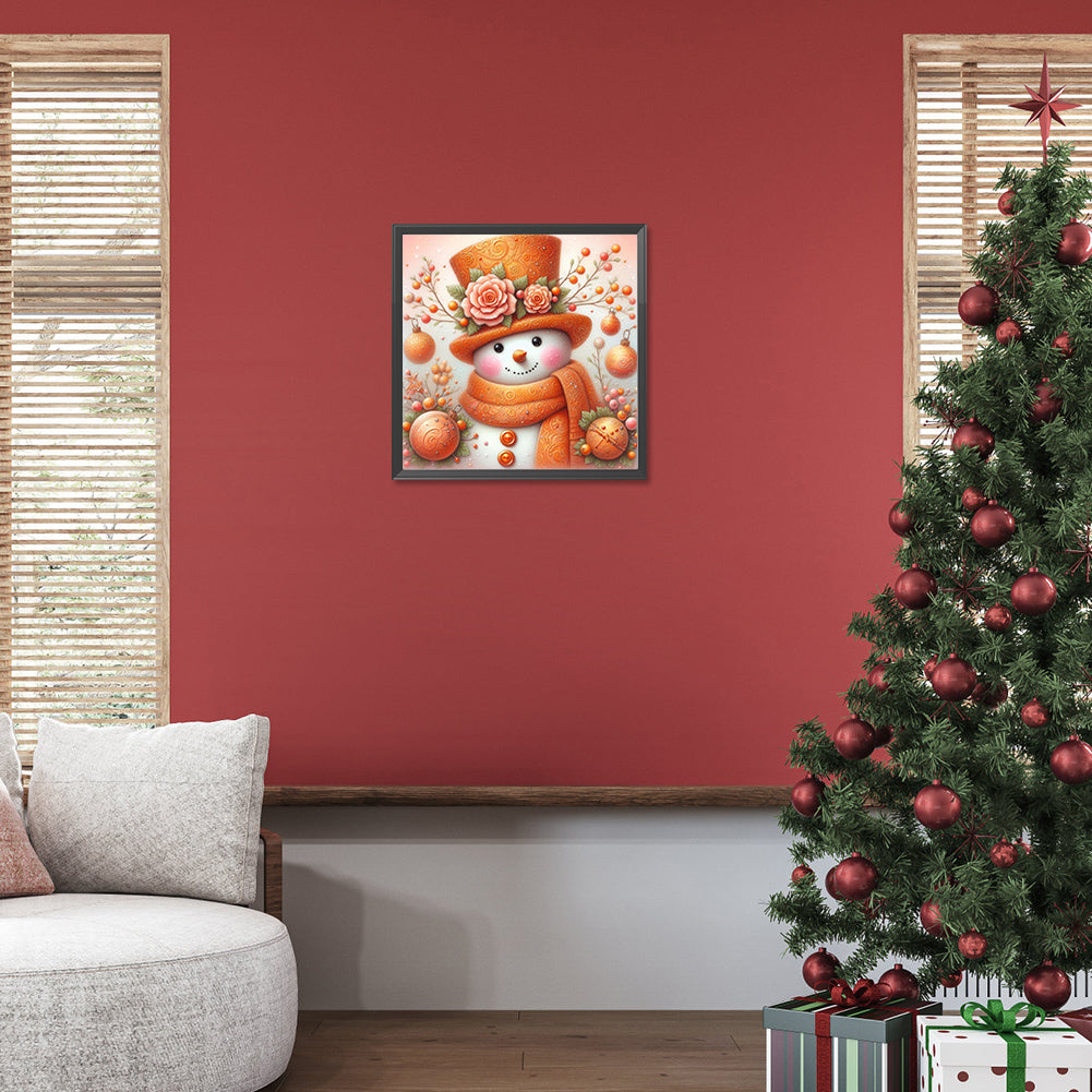 Diamond Painting - Full Round - Orange snowman (30*30CM)