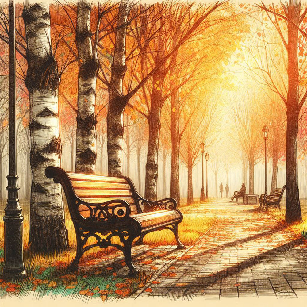 Diamond Painting - Full Round - Maple forest park (30*30CM)