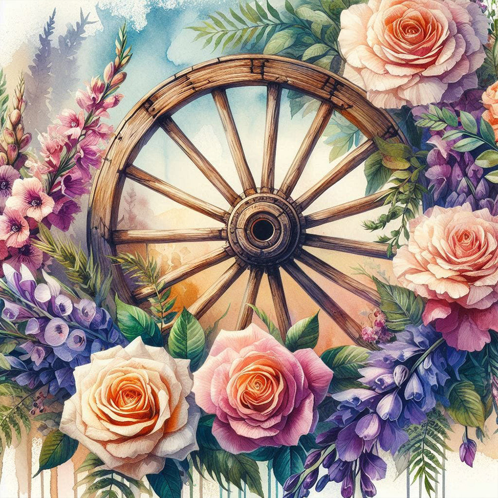 Diamond Painting - Full Round - Rose flower wheel (30*30CM)