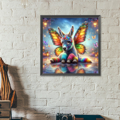 Diamond Painting - Full Round - Colorful feather butterfly donkey (40*40CM)