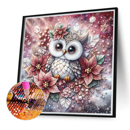 Diamond Painting - Full Round - Poinsettia owl (40*40CM)