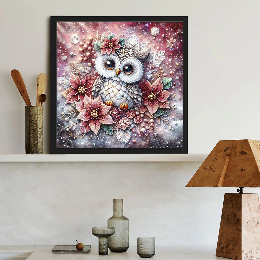 Diamond Painting - Full Round - Poinsettia owl (40*40CM)