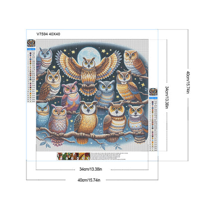Diamond Painting - Full Round - Multiple owls (40*40CM)