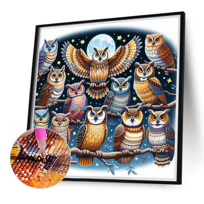 Diamond Painting - Full Round - Multiple owls (40*40CM)