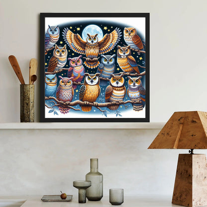 Diamond Painting - Full Round - Multiple owls (40*40CM)