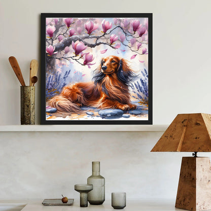 Diamond Painting - Full Round - Magnolia dachshund (40*40CM)
