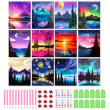 Load image into Gallery viewer, 12pcs Round Diamond Painting Set - Landscape (30*40CM)
