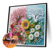 Load image into Gallery viewer, Diamond Painting - Partial Special Shaped - Paper-cut wind pink and white tree (30*30CM)
