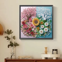 Load image into Gallery viewer, Diamond Painting - Partial Special Shaped - Paper-cut wind pink and white tree (30*30CM)

