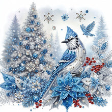 Load image into Gallery viewer, Diamond Painting - Partial Special Shaped - Christmas tree blue tit (30*30CM)
