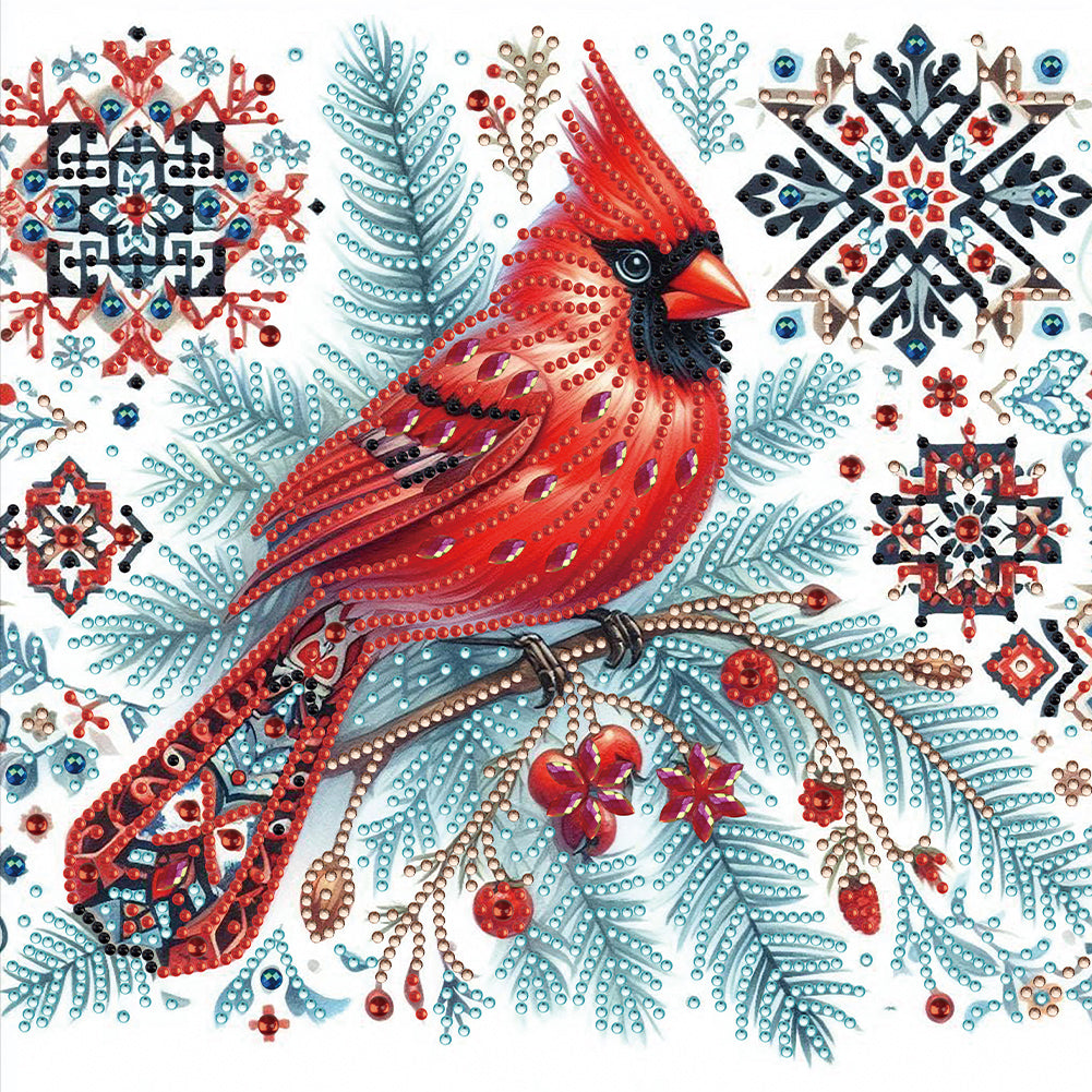 Diamond Painting - Partial Special Shaped - Christmas tree red tit (30*30CM)