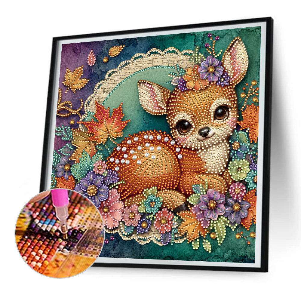 Diamond Painting - Partial Special Shaped - Autumn elk (30*30CM)