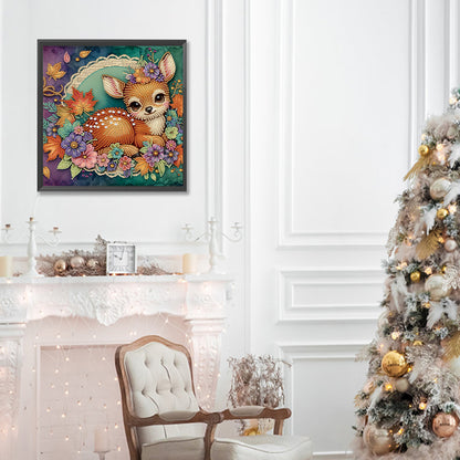 Diamond Painting - Partial Special Shaped - Autumn elk (30*30CM)