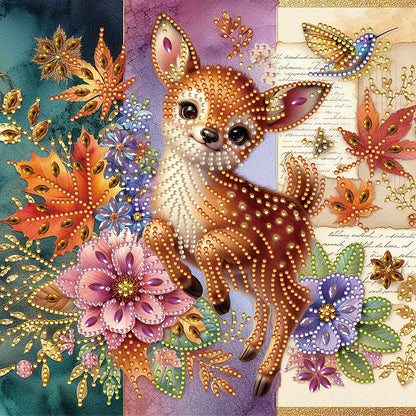 Diamond Painting - Partial Special Shaped - Maple leaf elk (30*30CM)