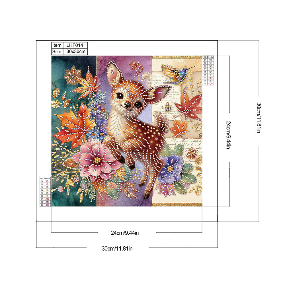 Diamond Painting - Partial Special Shaped - Maple leaf elk (30*30CM)