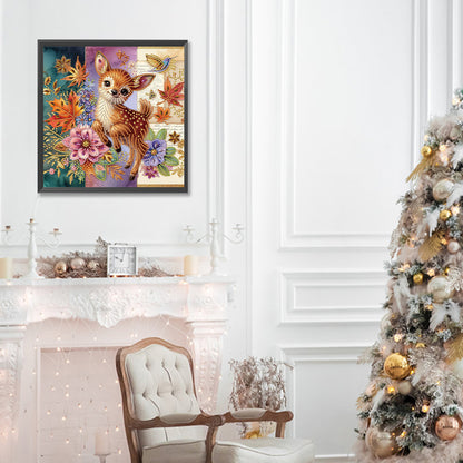 Diamond Painting - Partial Special Shaped - Maple leaf elk (30*30CM)
