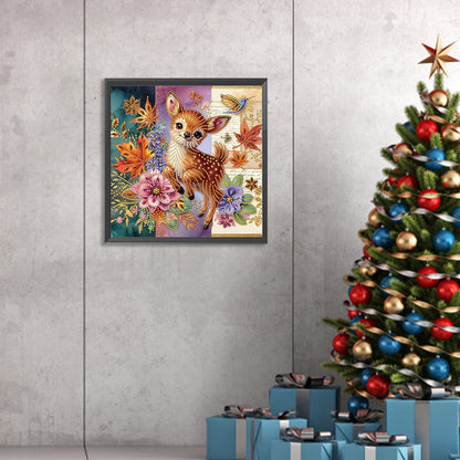 Diamond Painting - Partial Special Shaped - Maple leaf elk (30*30CM)