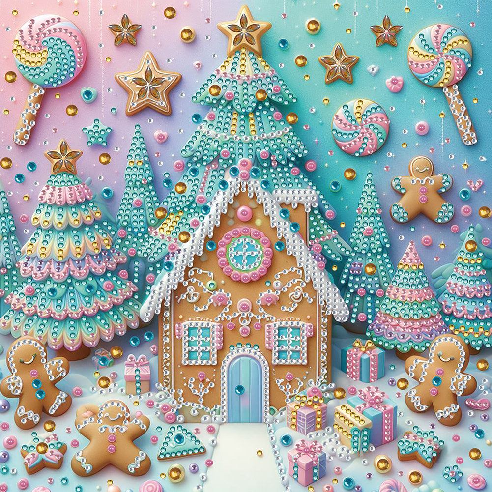 Diamond Painting - Partial Special Shaped - Cookie candy house (30*30CM)