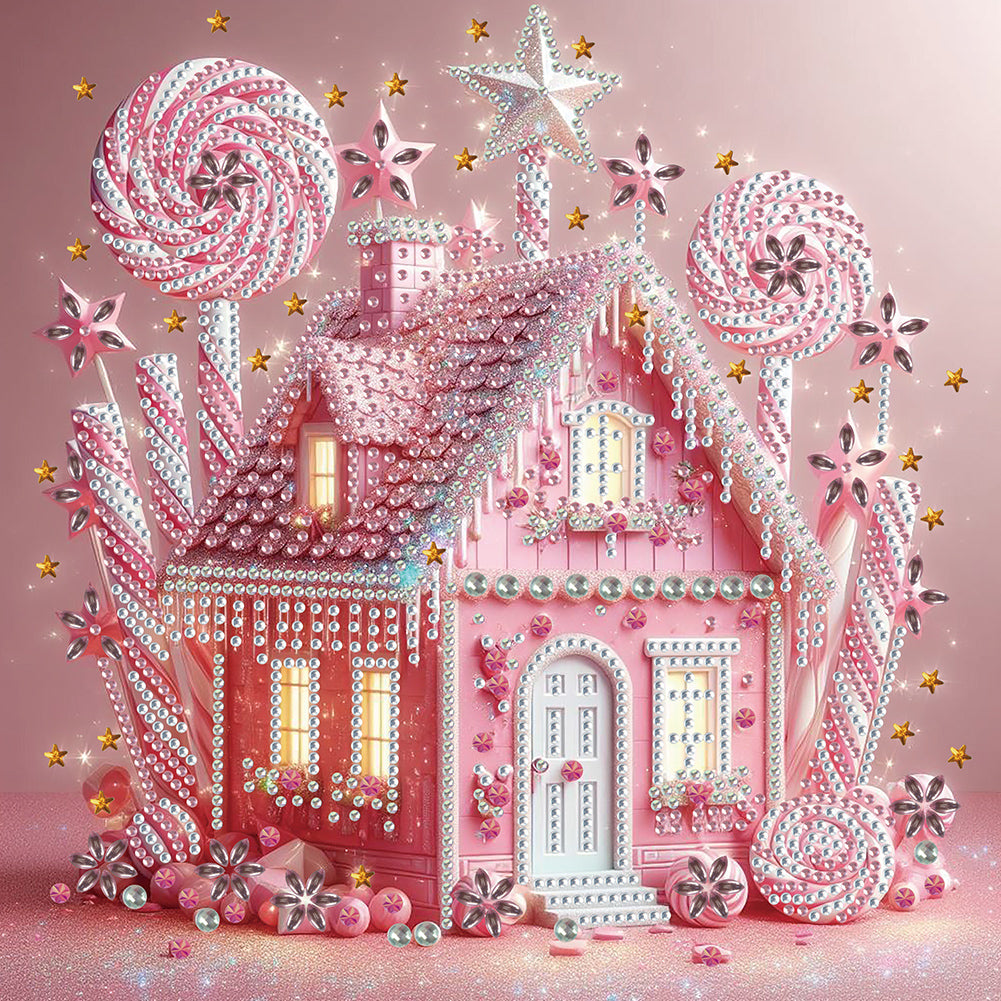 Diamond Painting - Partial Special Shaped - Pink candy house (30*30CM)