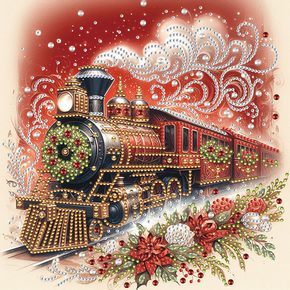Diamond Painting - Partial Special Shaped - Red train (30*30CM)