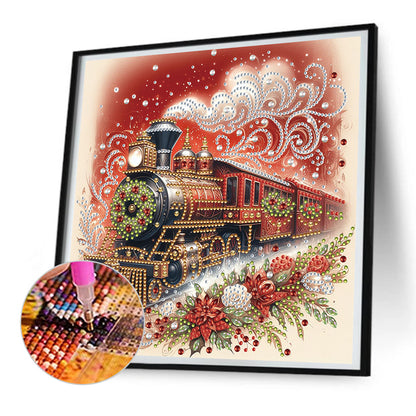 Diamond Painting - Partial Special Shaped - Red train (30*30CM)