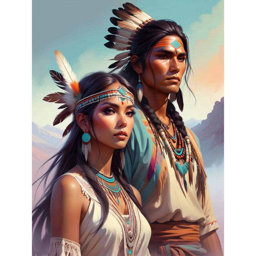 Diamond Painting - Full Round - Indian couple (30*40CM)